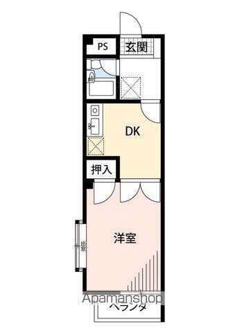 レナジア鶴ヶ島(1DK/2階)の間取り写真