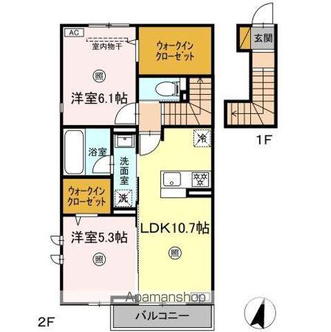 SPINEL A棟(2LDK/2階)の間取り写真