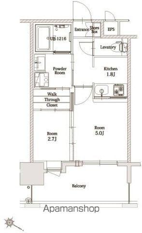 エンクレスト博多駅前ART(2K/14階)の間取り写真