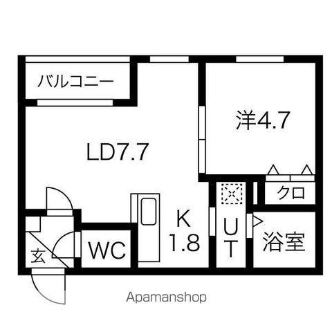 CREDIBLE(1LDK/2階)の間取り写真
