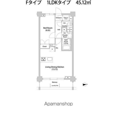 TELLUS八幡山(1LDK/1階)の間取り写真