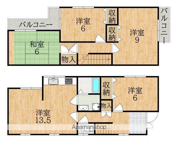 近鉄難波・奈良線 学園前駅(奈良) 徒歩14分 2階建 築29年(4LDK)の間取り写真