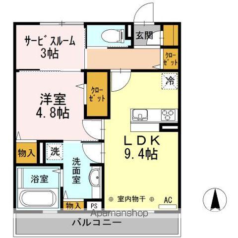 オリンピアパーク(1LDK/2階)の間取り写真