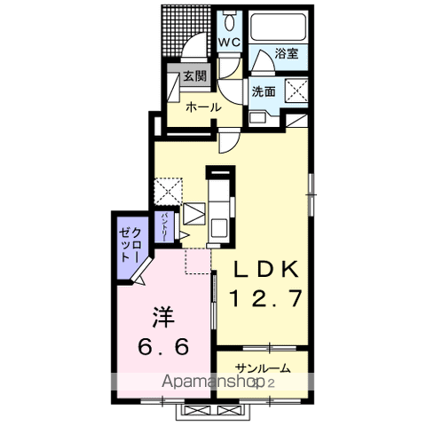 フォンテーネ Ⅰ(1LDK/1階)の間取り写真