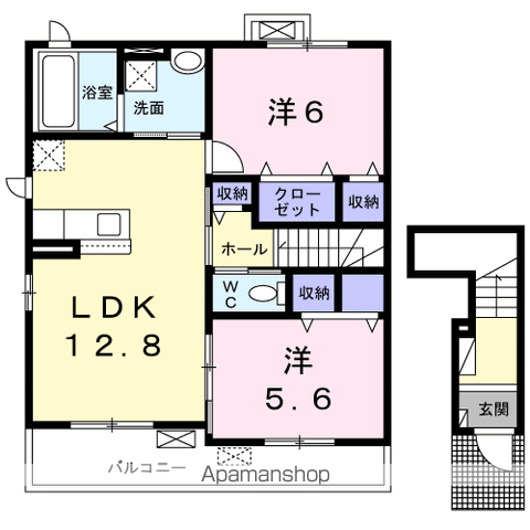 フォレスト ソレイユⅢ(2LDK/2階)の間取り写真