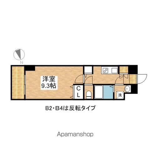 プリフェラブル栄(1K/9階)の間取り写真