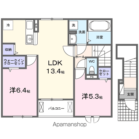 プラシード・アロッジオⅣ(2LDK/2階)の間取り写真
