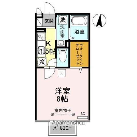 ウィルモアK・2(1K/1階)の間取り写真