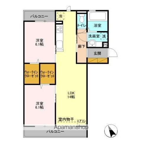 アゼリア松戸(2LDK/2階)の間取り写真