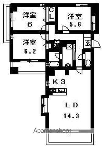 幸町シュンレジデンス(3LDK/3階)の間取り写真