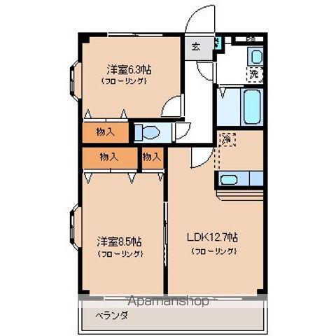 ハイムウエノ(2LDK/2階)の間取り写真