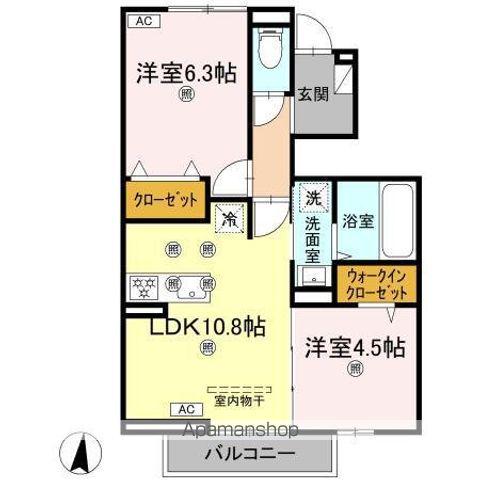 ルミクレアコート(2LDK/1階)の間取り写真