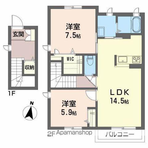 クオーレE(2LDK/2階)の間取り写真