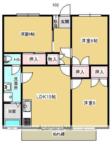 東北本線 二本松駅 徒歩23分 2階建 築32年(3LDK/1階)の間取り写真