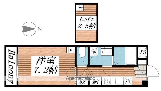 一聖ビル(1K/2階)の間取り写真
