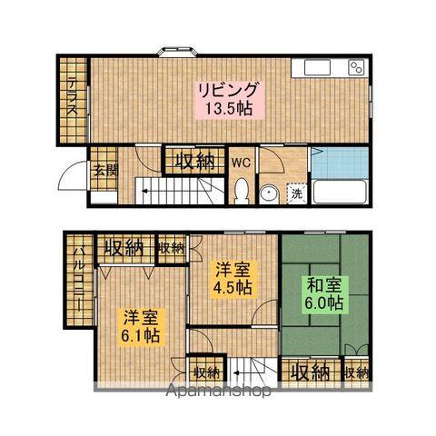 オカテックテラスハウス(3LDK)の間取り写真