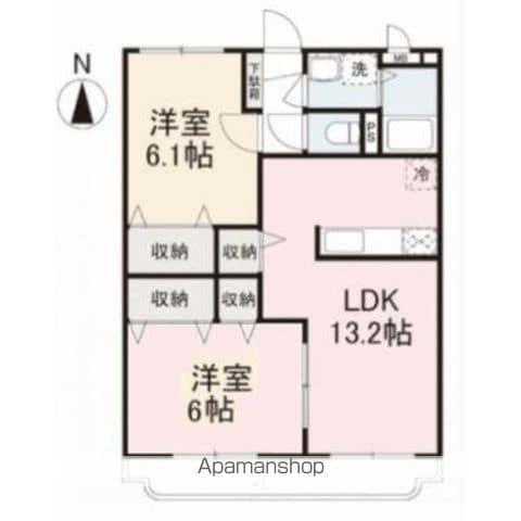 FRUITFULA・B棟(2LDK/2階)の間取り写真