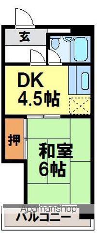 レジデンス桜ヶ丘(1DK/1階)の間取り写真