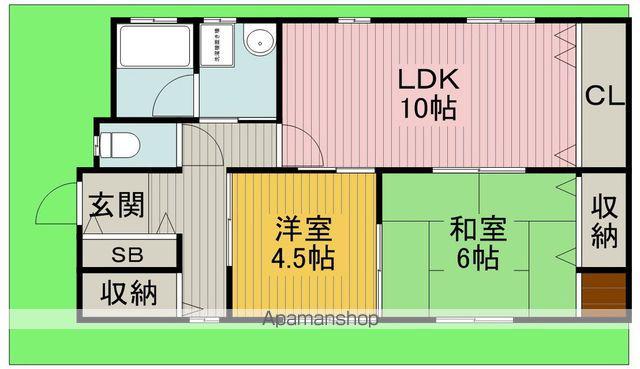 大阪モノレール本線 柴原阪大前駅 徒歩4分 1階建 築61年(2LDK)の間取り写真