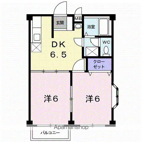 フレグランス幸(2DK/2階)の間取り写真