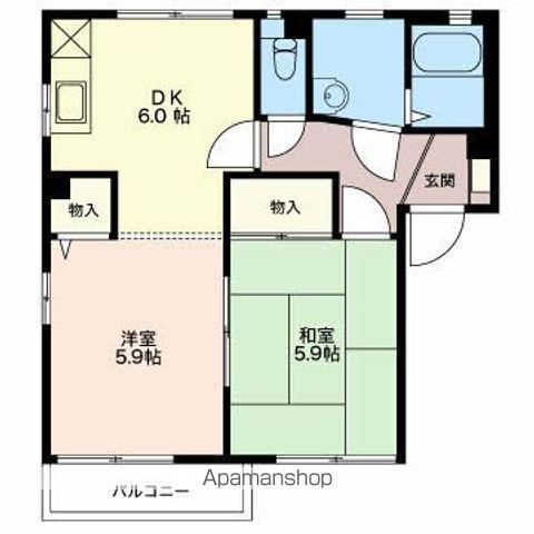 ディアス城(2DK/1階)の間取り写真