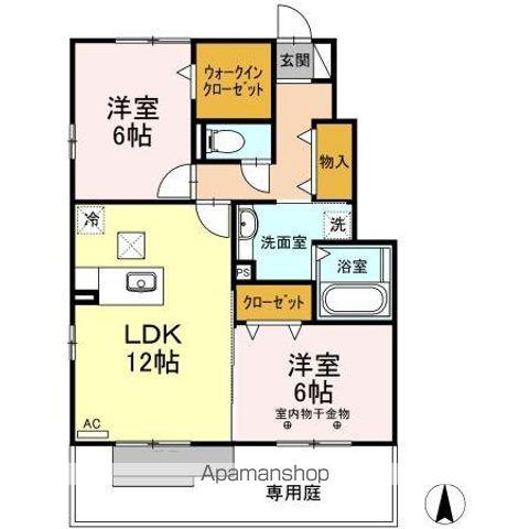 グラン・シャリオ(2LDK/1階)の間取り写真