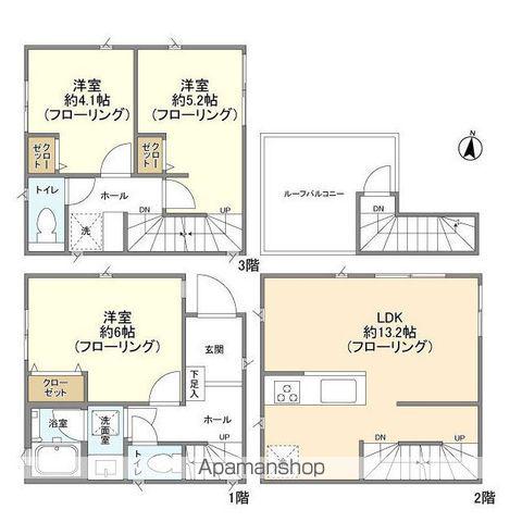 東急東横線 綱島駅 徒歩11分 3階建 築3年(3LDK)の間取り写真