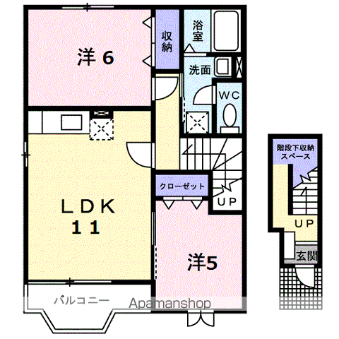 ドゥーロジュマン(2LDK/2階)の間取り写真