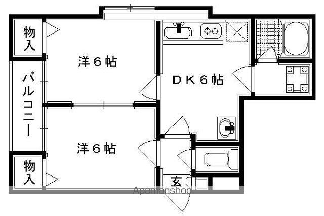 パルティールステージI(2DK/4階)の間取り写真