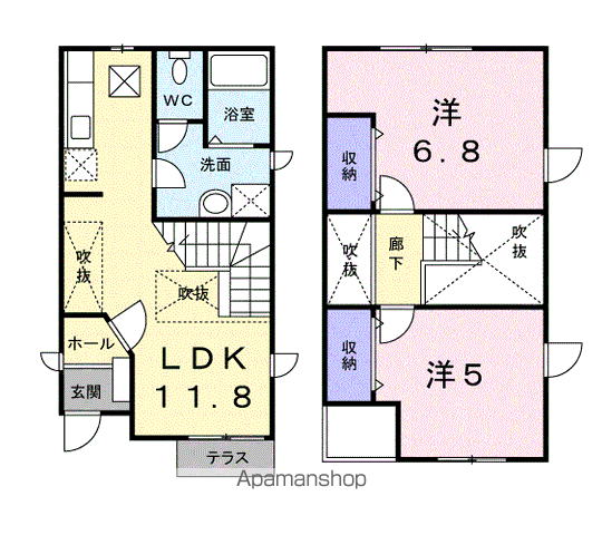 クレストール(2LDK/1階)の間取り写真