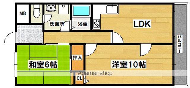 ウォールストリート(2LDK/3階)の間取り写真