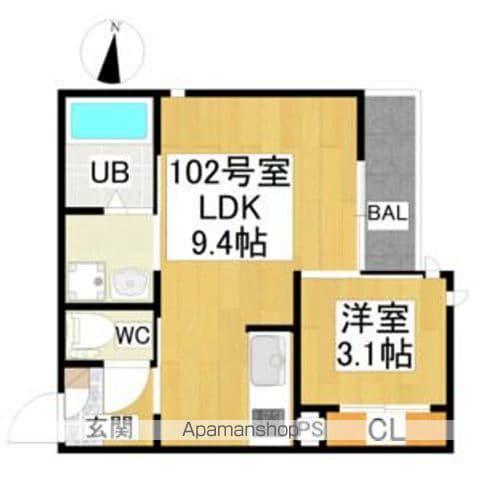 GRANDTIC名鉄栄生(1LDK/1階)の間取り写真