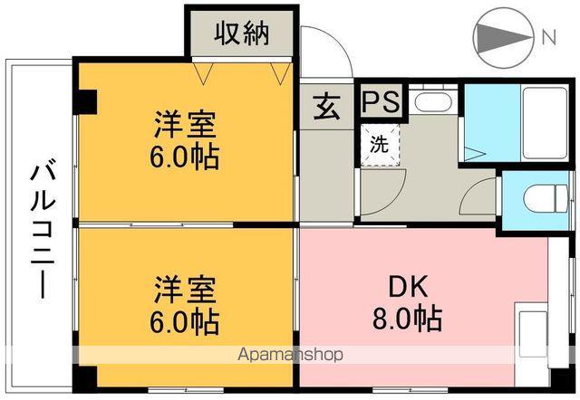 コーポサンライト(2DK/4階)の間取り写真