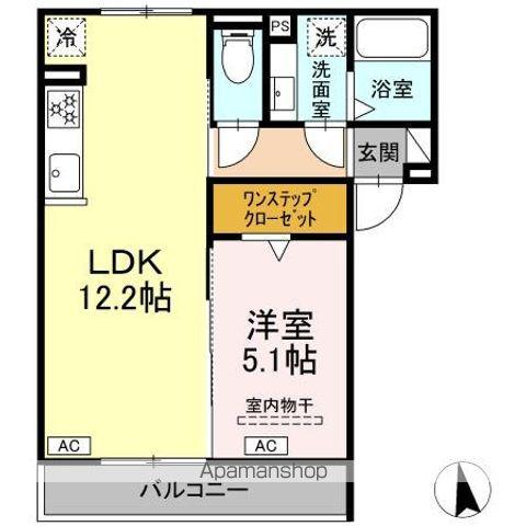 HILLS KEI(1LDK/3階)の間取り写真