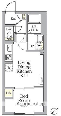 AGLAIA 新宿横寺町(1LDK/2階)の間取り写真