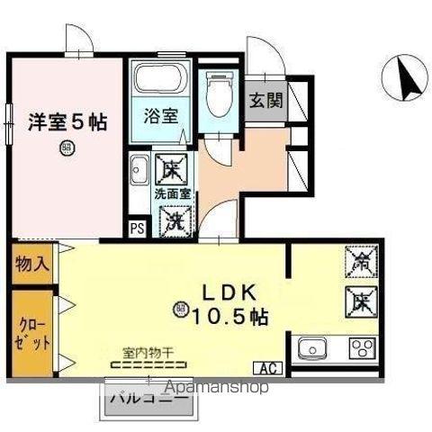 ノーブル照手(1LDK/1階)の間取り写真