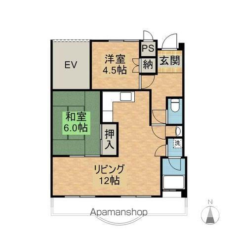 南部マンション(2LDK/5階)の間取り写真
