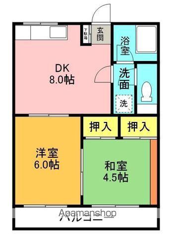 コーポ蓮田(2DK/2階)の間取り写真