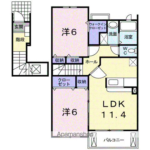 エピーメロンD(2LDK/2階)の間取り写真