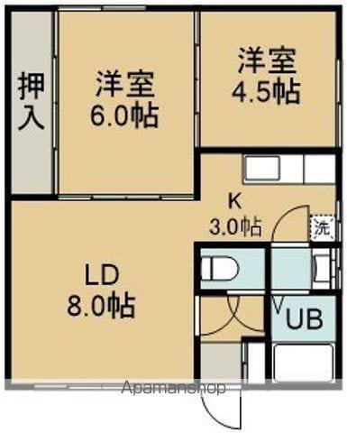 コーポ潤2(2LDK/2階)の間取り写真