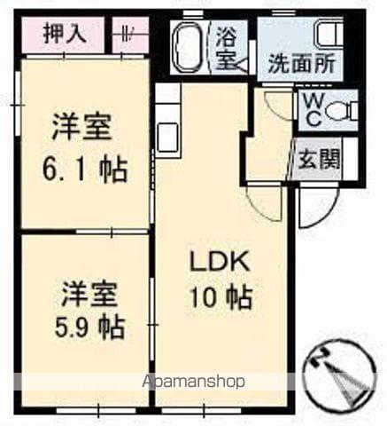ハイツ安倍21Ⅱ(2LDK/1階)の間取り写真