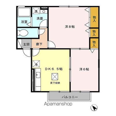 ロジュマンアンソレイエ A・B・C(2DK/1階)の間取り写真