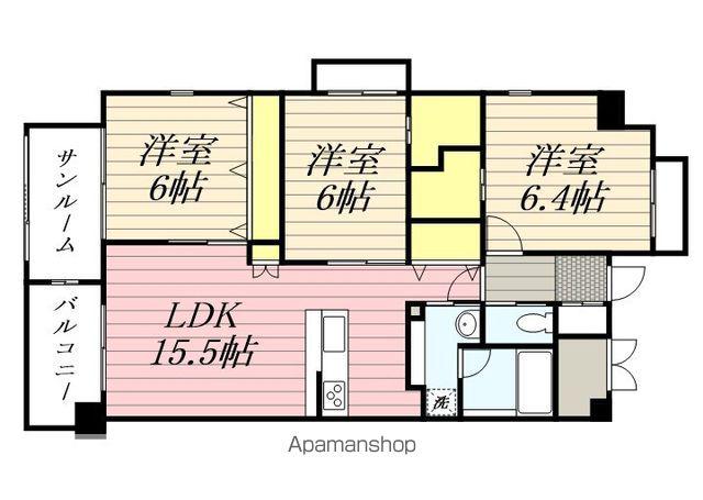 ブリリアント ガーデン(3LDK/5階)の間取り写真