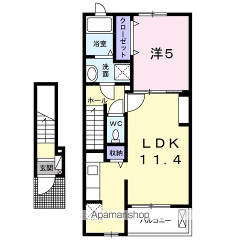 プレシャス19(1LDK/2階)の間取り写真