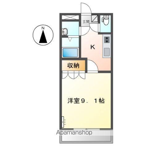 アメニティーグリーン(1K/2階)の間取り写真