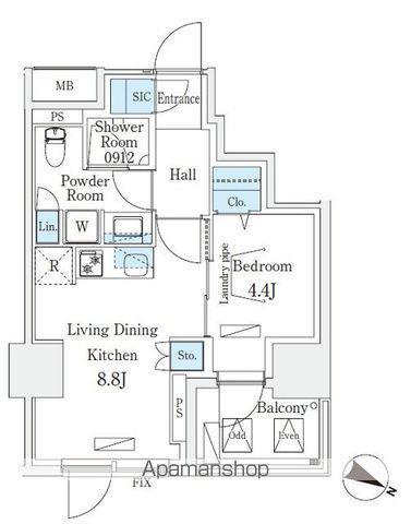 URBAN BREEZE 恵比寿(1LDK/7階)の間取り写真