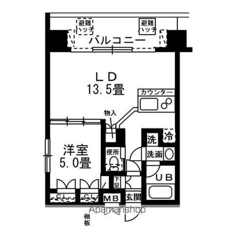 レジディア錦糸町(1LDK/6階)の間取り写真