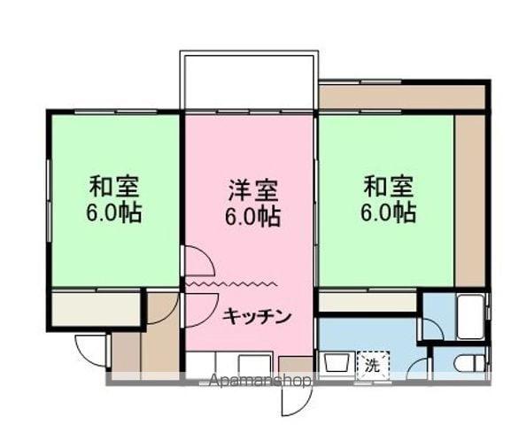愛媛県松山市 1階建 築50年(3DK)の間取り写真