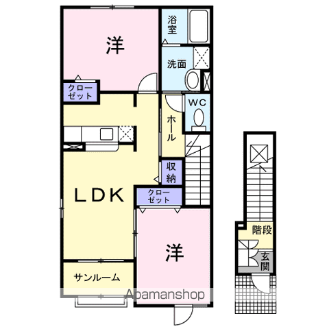 ピアコートⅠ(2LDK/2階)の間取り写真