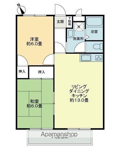 フォブール勅使B(2LDK/2階)の間取り写真